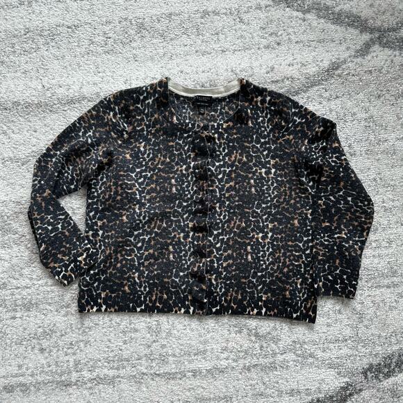 Talbots Pure Merino Wool Animal Print Sweater Cardigan Size 1XP - Picture 11 of 11